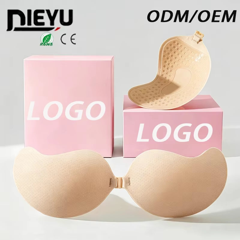 Adhesive Stick-On Bra Silicone Invisible Bra Strapless Backless Strong Support Sweatproof Breathable Reusable Women'S Bra